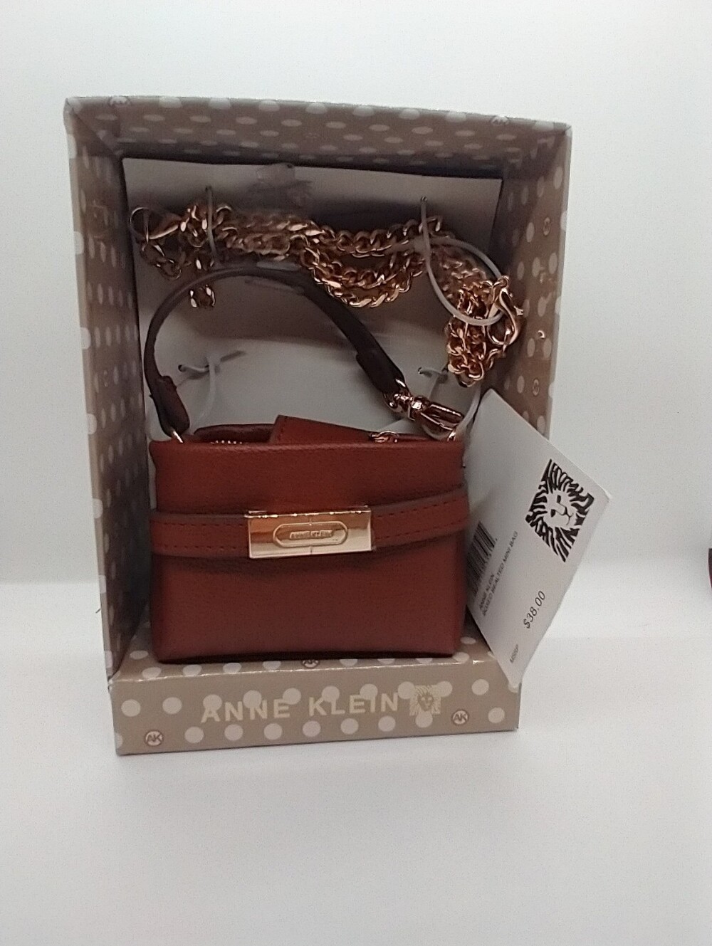ANNE KLEIN Boxed Bealted Mine Bag Dual Compartment, Hazelnut Color New In Box